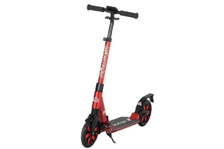 Foldable Adult & Kids Kick Scooter, Dual Shock Absorber, Outdoor Fun, Adjustable Height (Ages 8+), Red | Wowcher