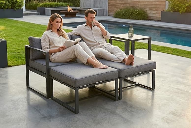 Contemporary 5-Piece Aluminium Garden Set With Cushions & Table | Wowcher