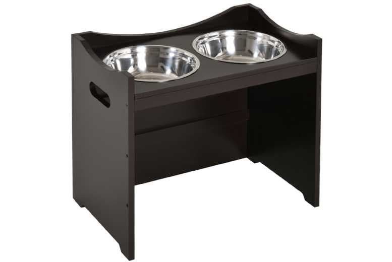 Adjustable Elevated Dog Feeder - Ergonomic Duo Bowls, Hygienic Stainless Steel, For All Breeds, Brown Mdf | Wowcher