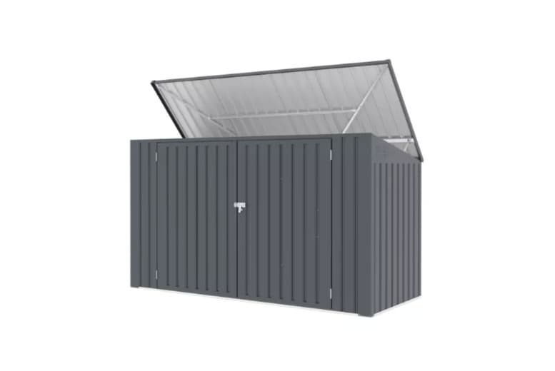 7.78Ft × 3.18Ft × 3.67Ft Outdoor 3-Bay Metal Wheelie Bin Storage Shed - 2 Colours | Wowcher