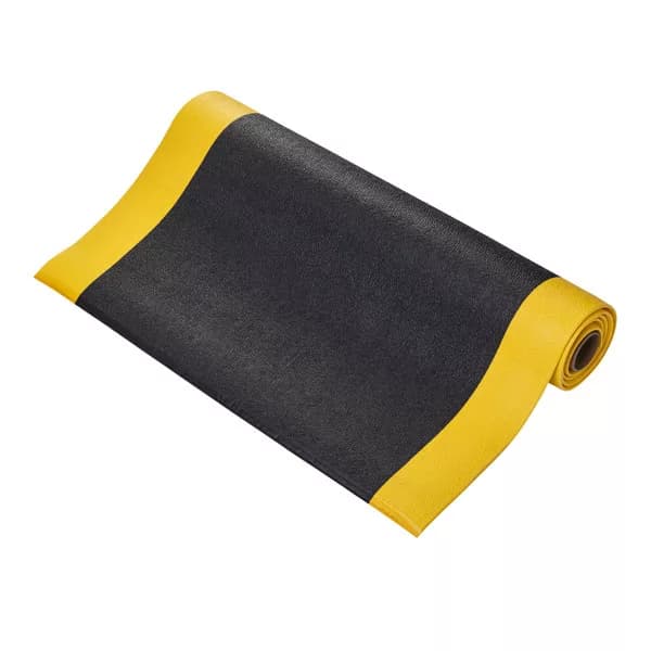 Remedy Anti-Fatigue Matting - Black with Yellow Borders, Custom Length: 90cm x Linear Centimetre
