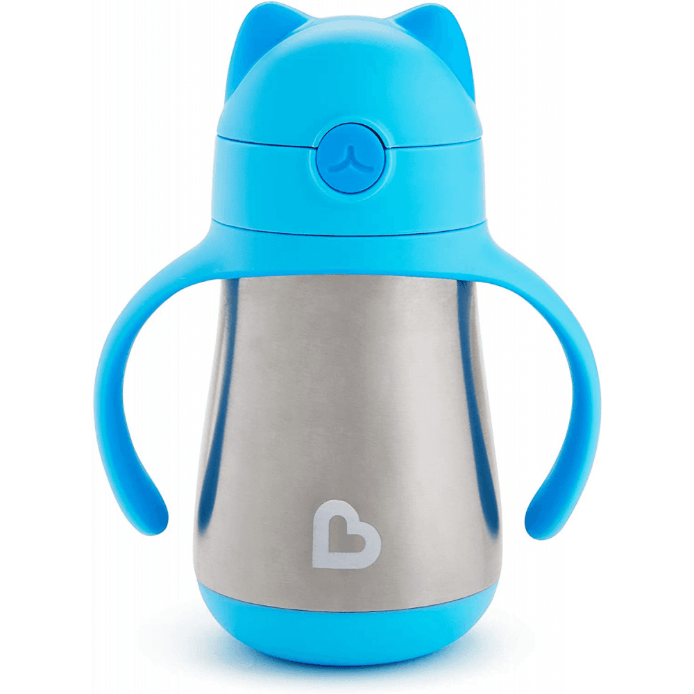 Munchkin Cool Cat Stainless Steel Straw Cup - Blue
