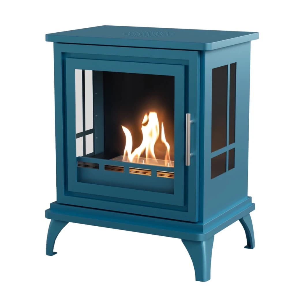 ScandiFlames Nashville Blue - Freestanding Bioethanol Fireplace Stove - 6 hour burn time - 2 kW heat effect
