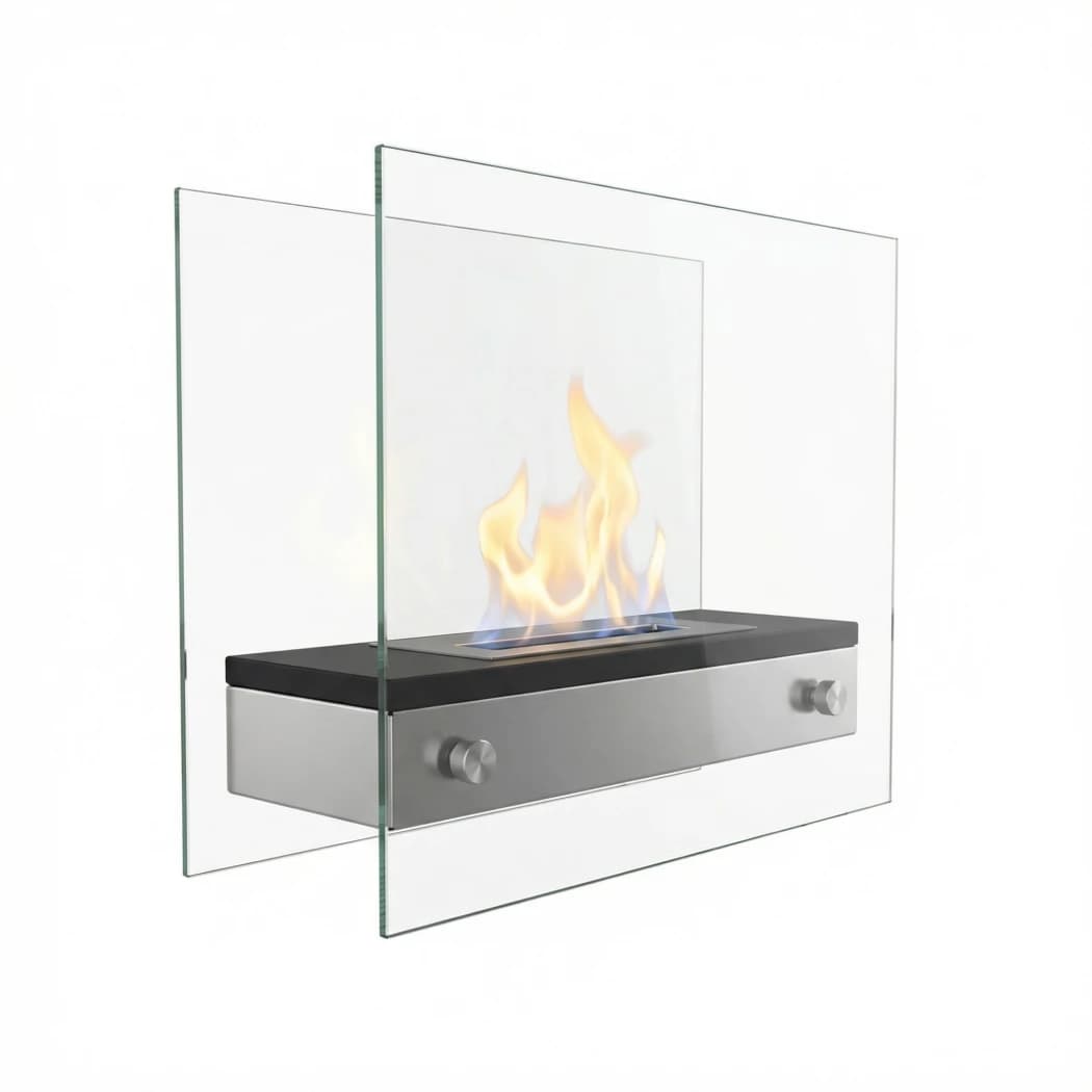 ScandiFlames Merton - Freestanding bio fireplace for table or floor - elegant fireplace with glass panels - easy maintenance