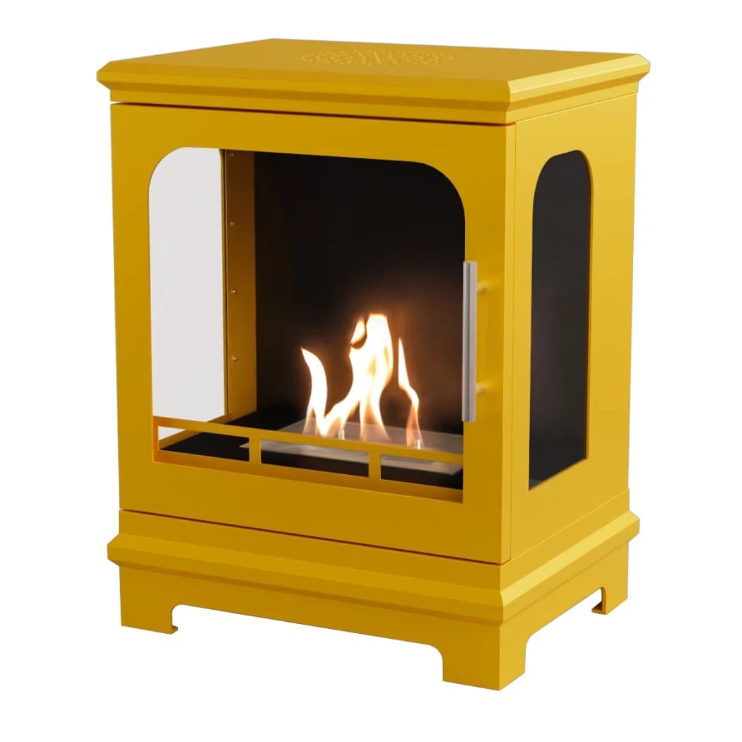ScandiFlames Honolulu Yellow - Freestanding Bioethanol Fireplace Stove - 5 hour burn time - 1.6 kW heat effect