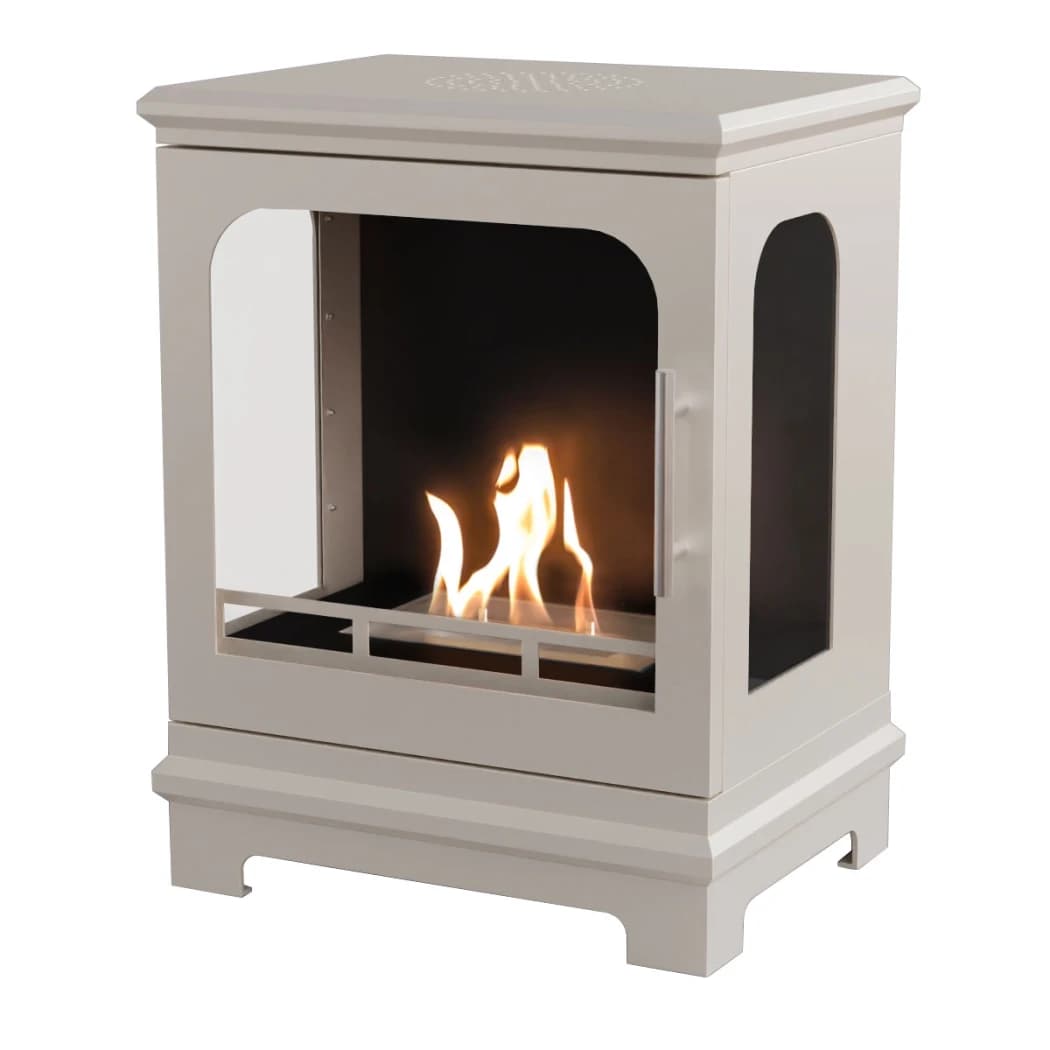ScandiFlames Honolulu Oyster White - Freestanding Bioethanol Fireplace Stove - 5 hour burn time - 1.6 kW heat effect