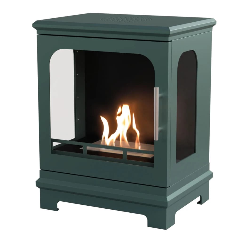 ScandiFlames Honolulu Black Green - Freestanding Bioethanol Fireplace Stove - 5 hour burn time - 1.6 kW heat effect
