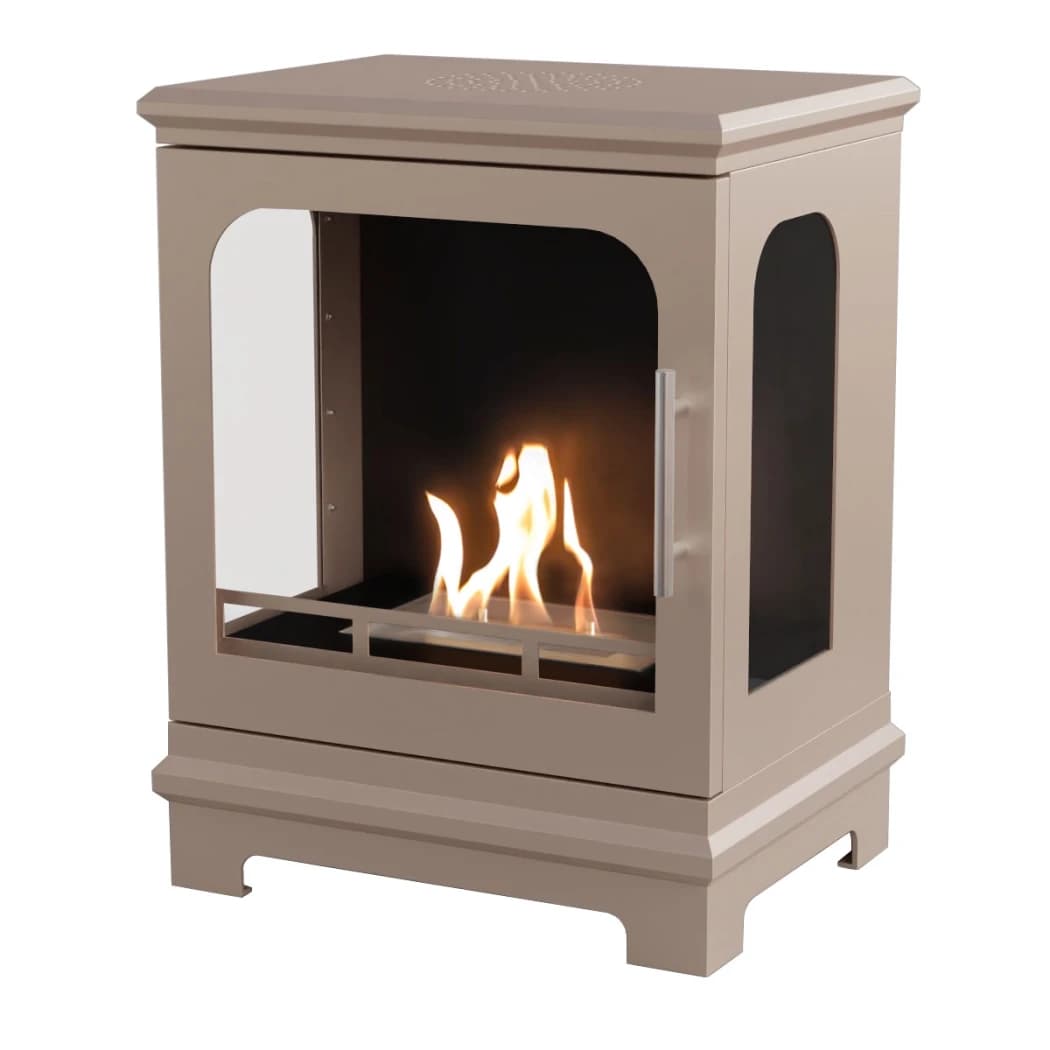 ScandiFlames Honolulu Grey Beige - Freestanding Bioethanol Fireplace Stove - 5 hour burn time - 1.6 kW heat effect