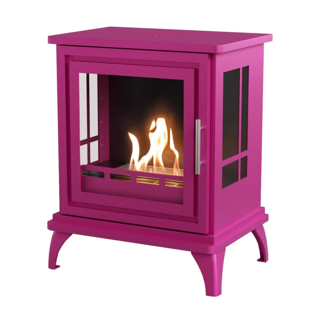 ScandiFlames Nashville Pink - Freestanding Bioethanol Fireplace Stove - 6 hour burn time - 2 kW heat effect