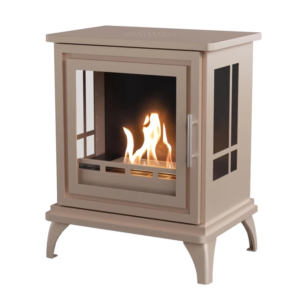 ScandiFlames Nashville Grey Beige - Freestanding Bioethanol Fireplace Stove - 6 hour burn time - 2 kW heat effect