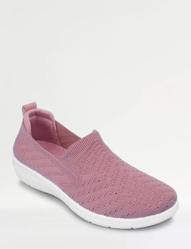 Wide Fit Knit Fabric Slip On Trainers
