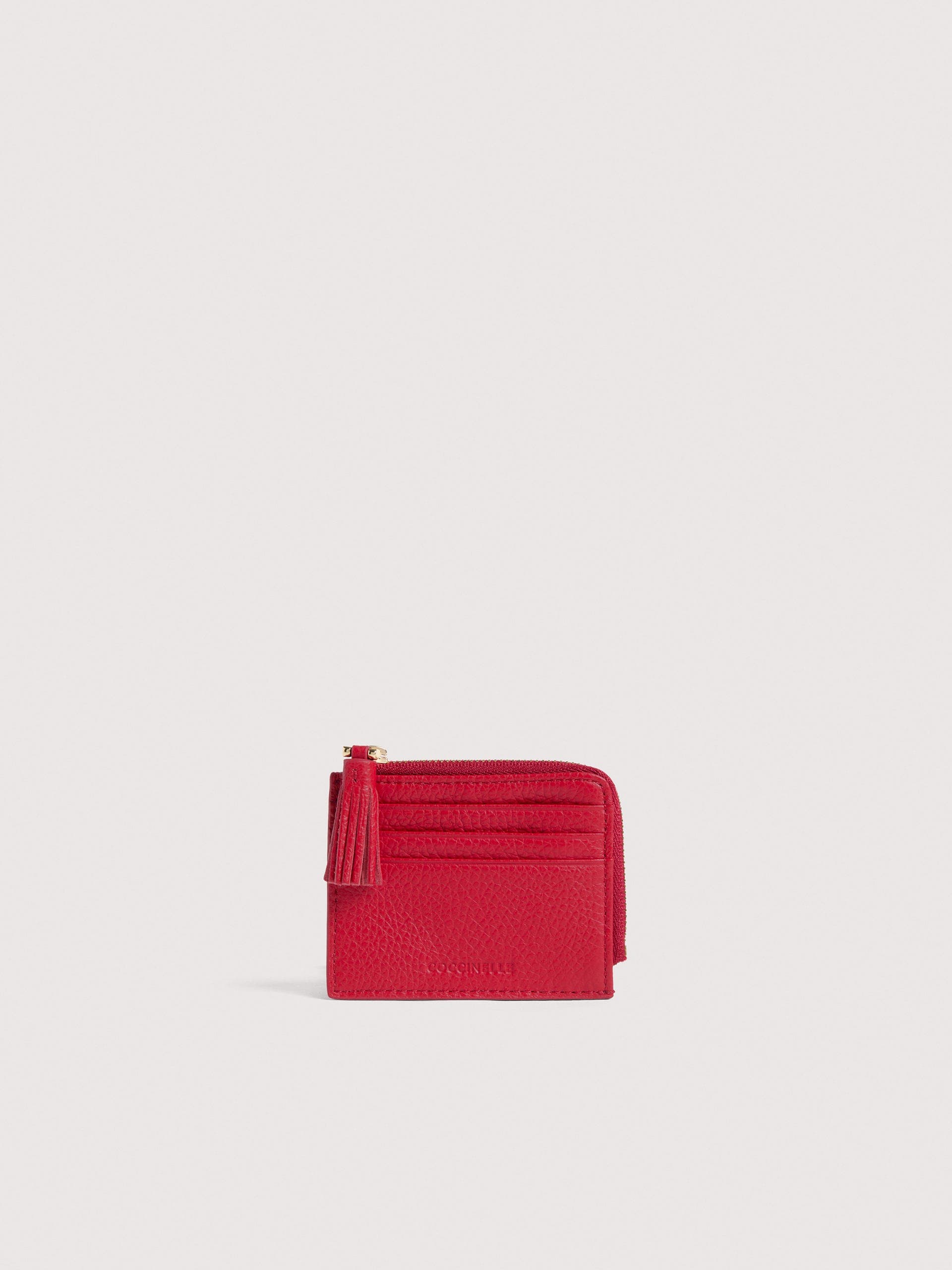 Coccinelle Grainy Leather Card Holder Tassel Small