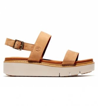 Timberland for woman. TB0A26H4F131 Brown Safari Dawn 2 Band leather sandals (41), 3 to 5 cm, Buckle, Casual