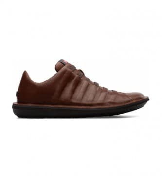 Camper for man. 18751-049 Brown Beetle leather slippers (45), Flat, None, Casual