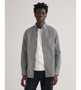 Gant for man. 3000120 Black Vichy check poplin shirt Regular Fit (4XL), Casual, Cotton, Long sleeve