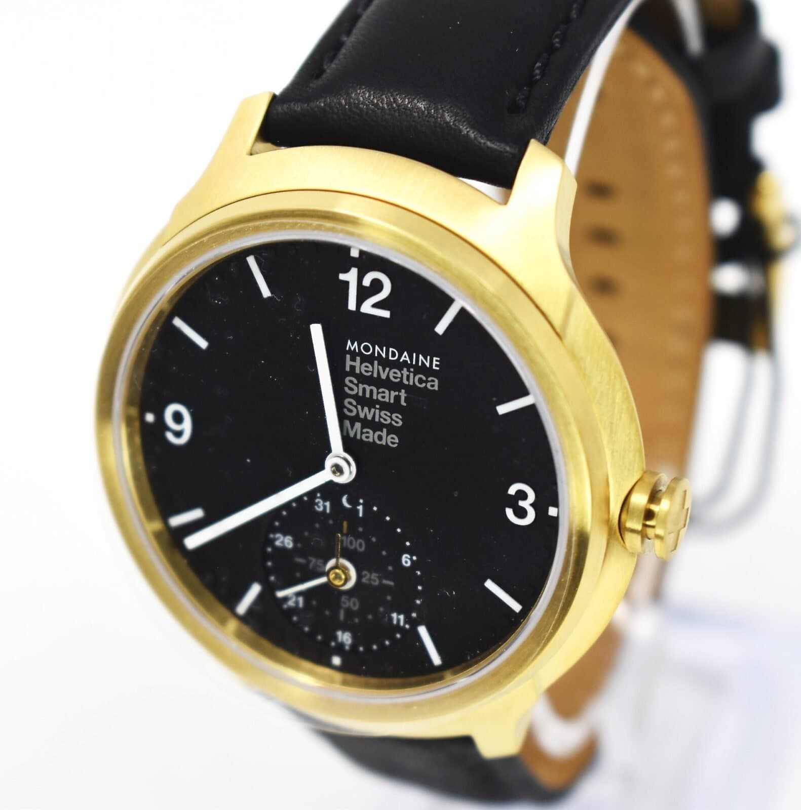 Mondaine Helvetica MH1.B2S20.LB No 1 Bold Smart Black Dial Black Leather Watch