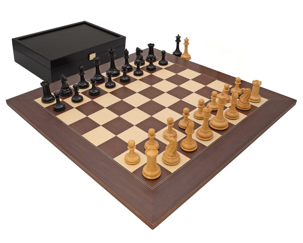 The Harrwitz Black and Mongoy Chess Set with Case