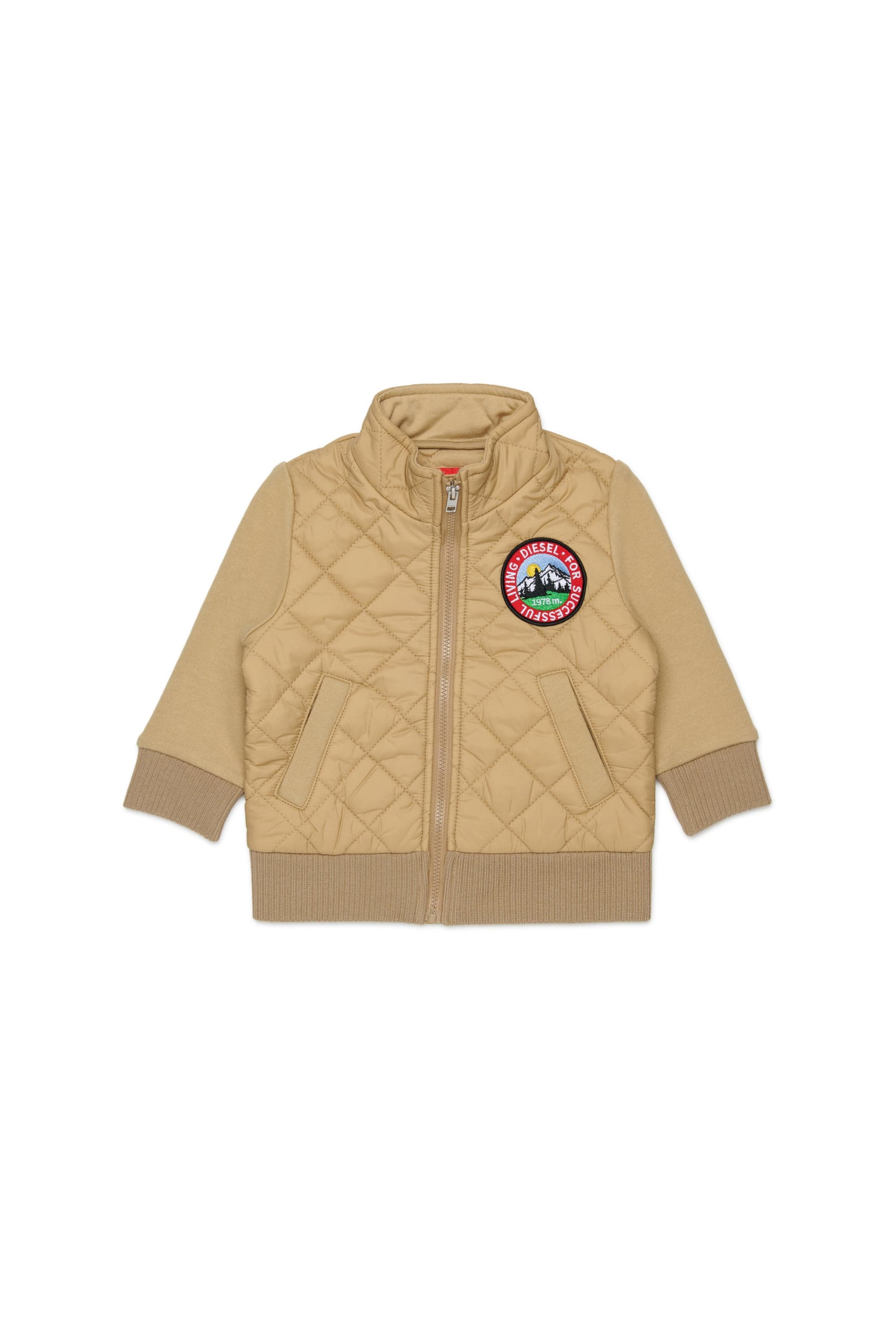 Diesel - Quilted nylon jacket with cotton sleeves - Sweaters - Unisex - Brown
