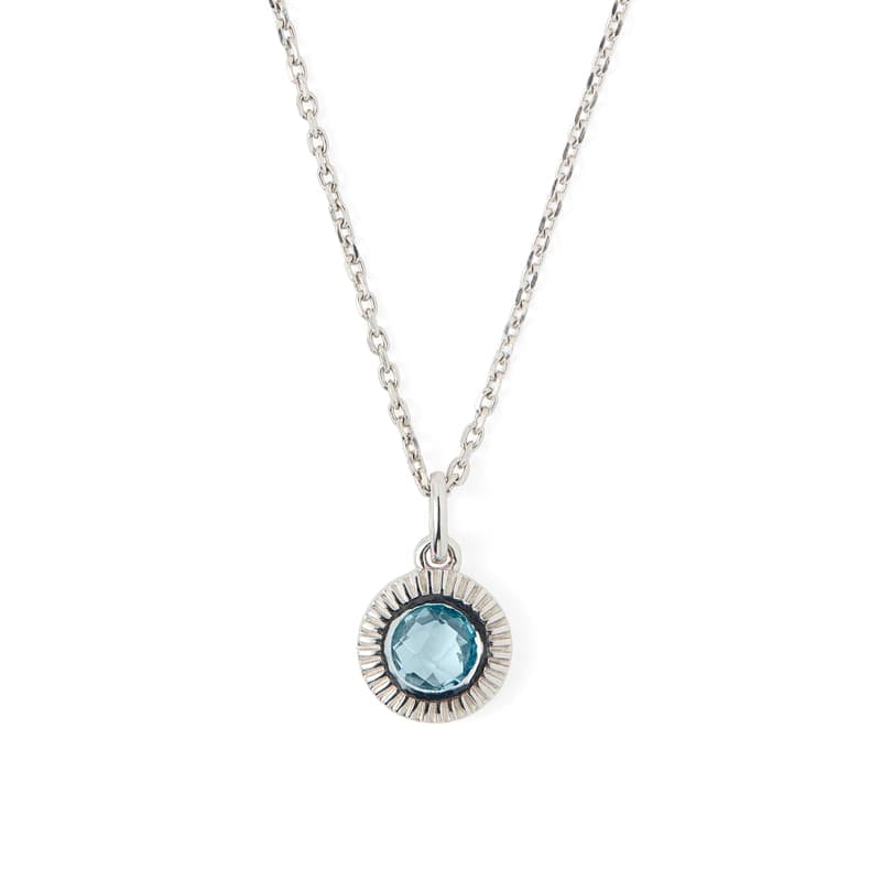 Aspinal of London Gemstone Pendant Necklace in Swiss Blue Topaz & Sterling Silver 925