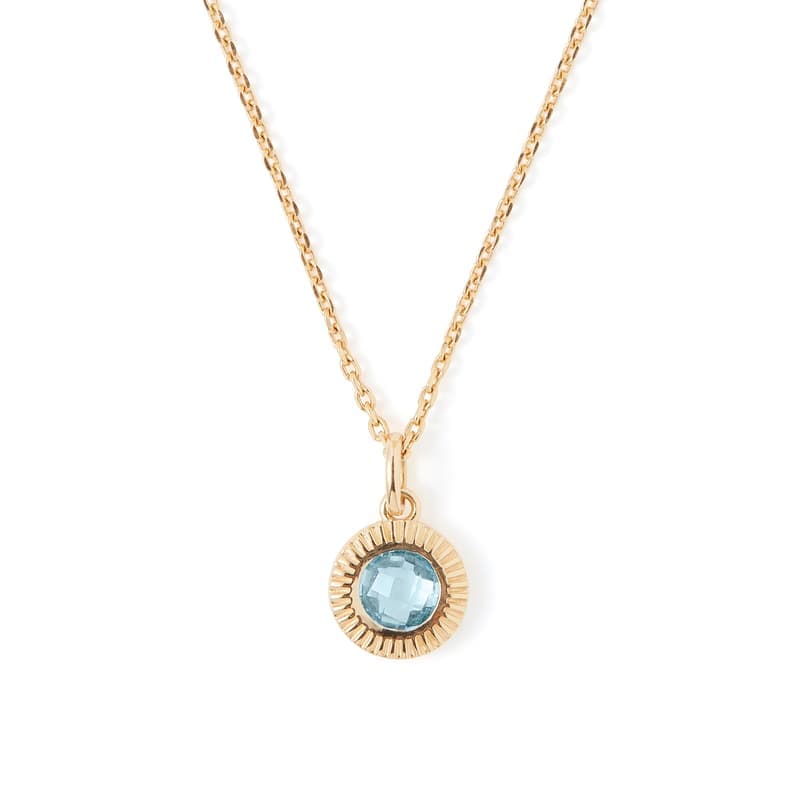 Aspinal of London Gemstone Pendant Necklace in Swiss Blue Topaz & 18ct Gold Vermeil