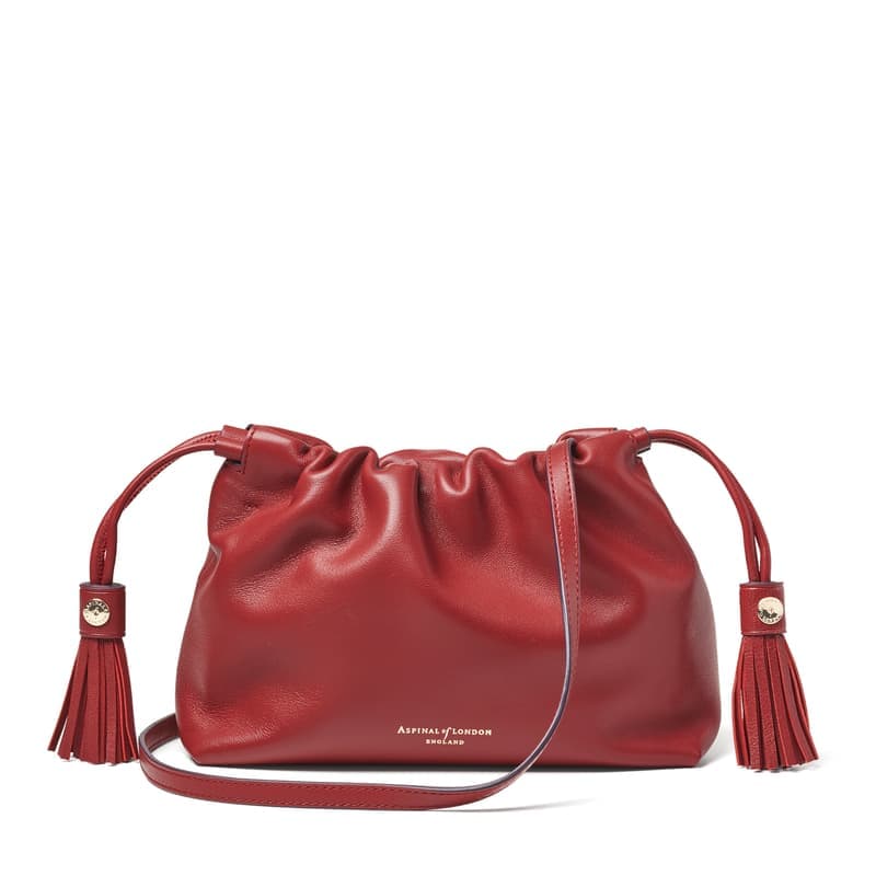 Aspinal of London Soho Large Crossbody Pouch in Ruby Red Nappa