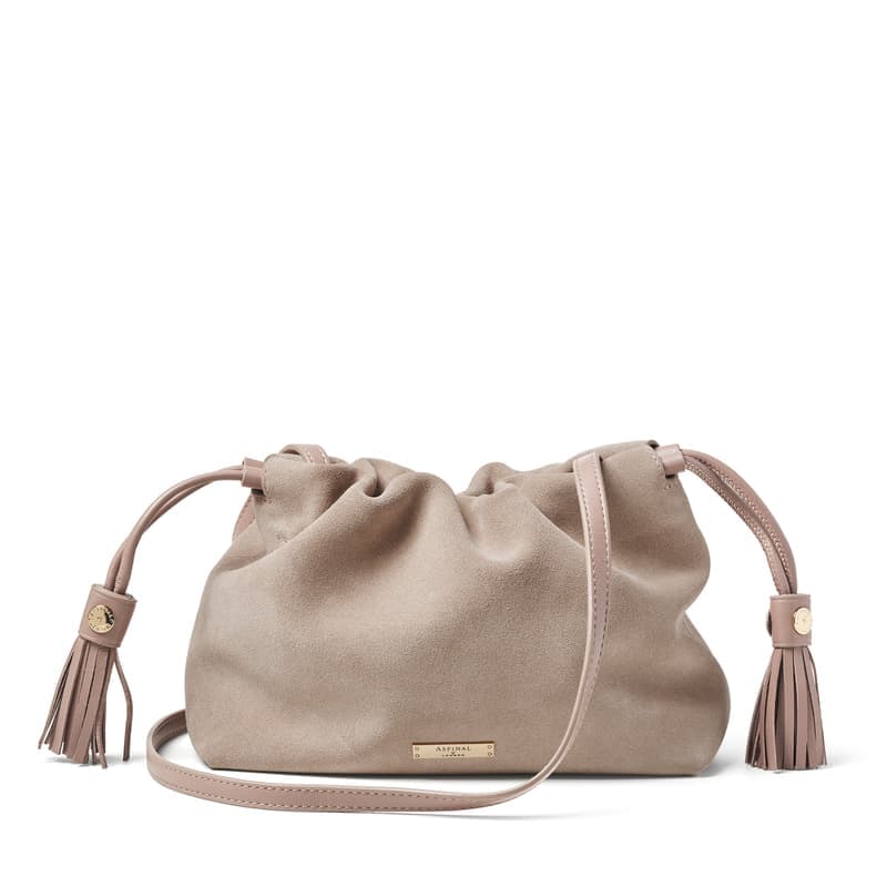 Aspinal of London Soho Large Crossbody Pouch in Moleskin Suede
