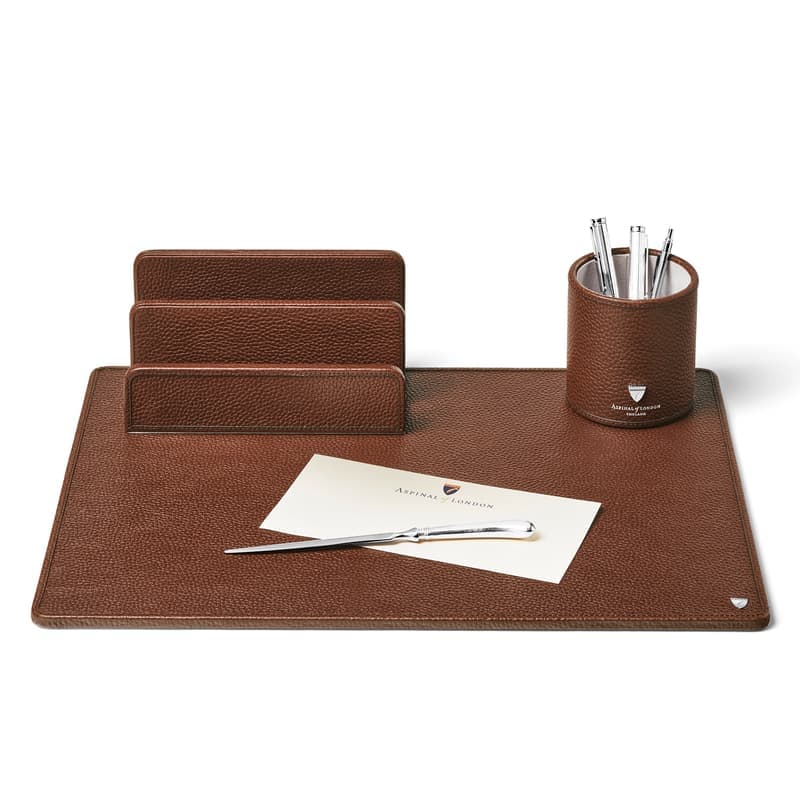 Aspinal of London Letter Rack in Tobacco Pebble