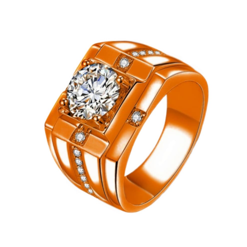 (Rose Gold, US Size 10) Open Diamond Wedding Band, Adjustable Couple Ring, Qixi Valentine's Gift