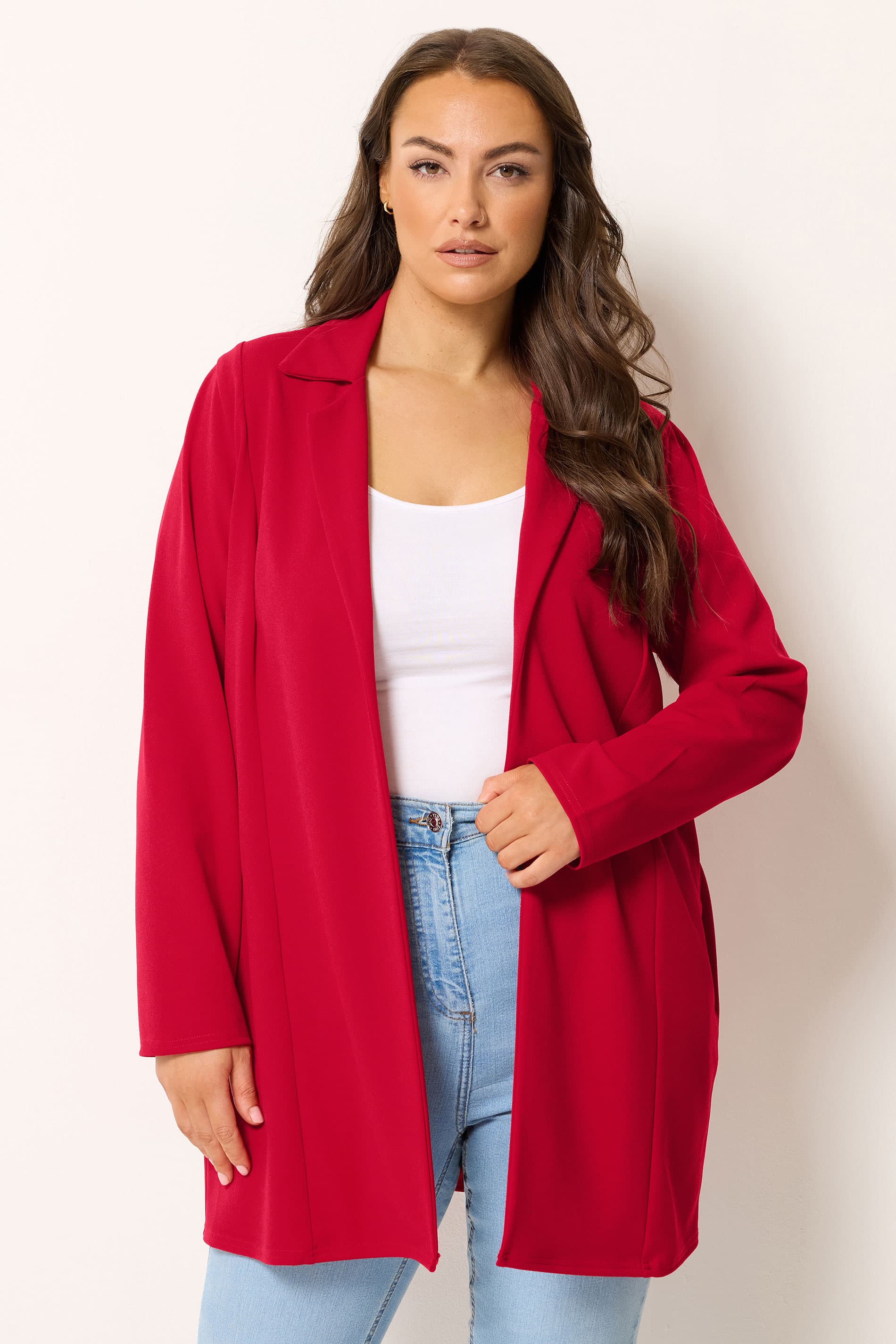 Yours Curve Plus Size Red Longline Blazer Size 24
