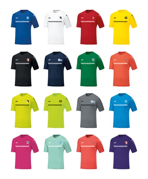 Maglia sportiva con logo del club - 7 colori, 12 taglie