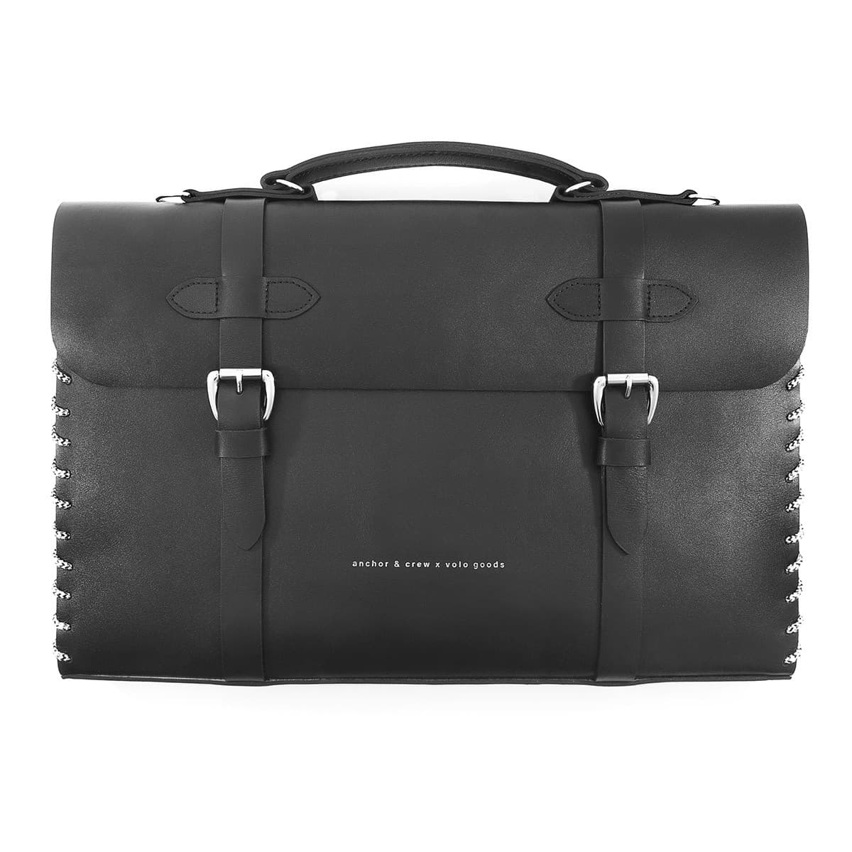 Large Graphite Black Rufford Leather and Rope Briefcase