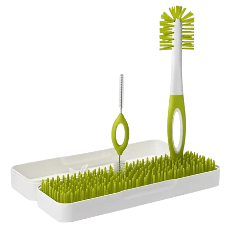Boon Trip Travel Bottle Drying Rack with Bottle Brush – Green