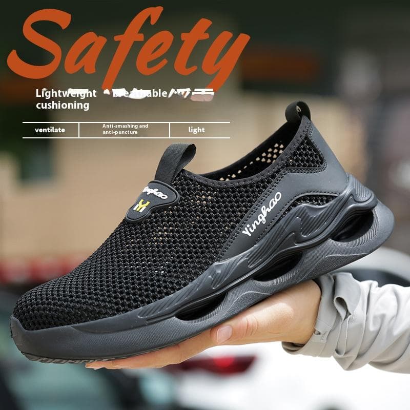 Lightweight safety shoes with large mesh, breathable, odor resistant, impact resistant, puncture resistant, and soft work shoes cm