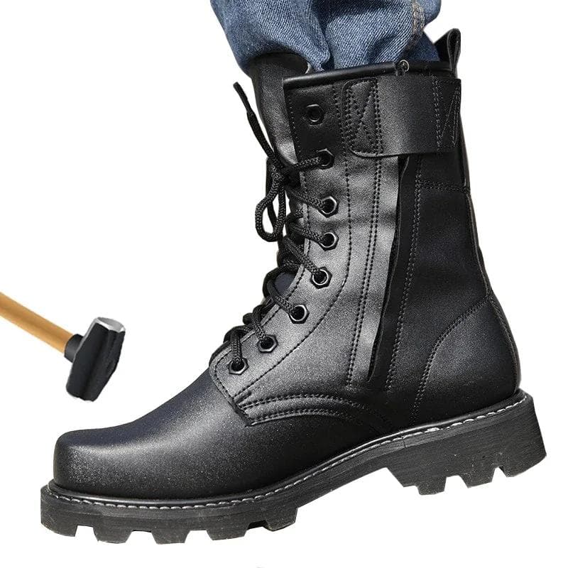 Men Steel Toe Work Safety Shoes Tactical Bota Combat Boots Men Casual Boots Puncture Proof Insurance Shoes Motorcycle Boots cm