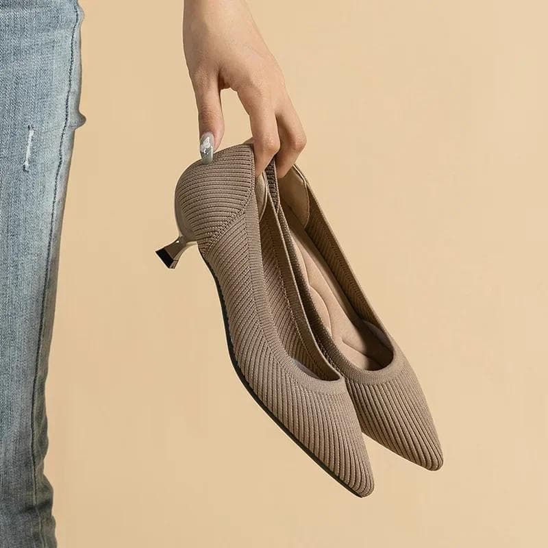 Female Low Heel Shoes Stiletto Pointed Toe Solid Color Shoes Fashion Elegant Slip Ons Lady Shoes Zapatillas Mujer 2024 cm dark blue