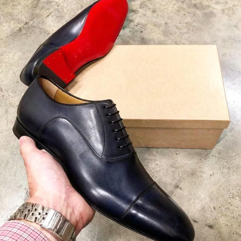 Red Sole Men Shoes Black Brown Oxfords Square Toe Lace-up Wedding Shoes for Men with Men Shoes cm