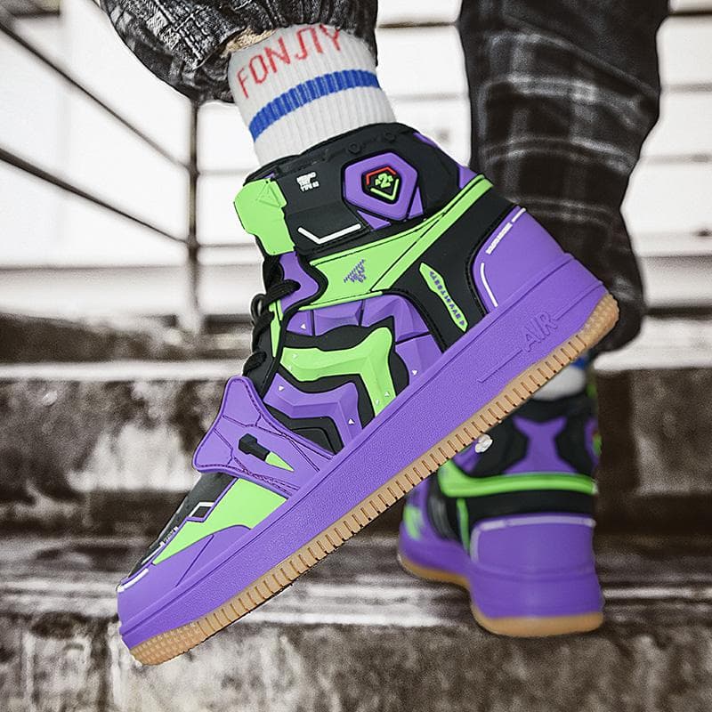 Eva Anime Sneakers For Men 2025 Fashion High-top Casual Shoes Souryu Asuka Langle Cosplay Original Vulcanized Running Basketball cm purple