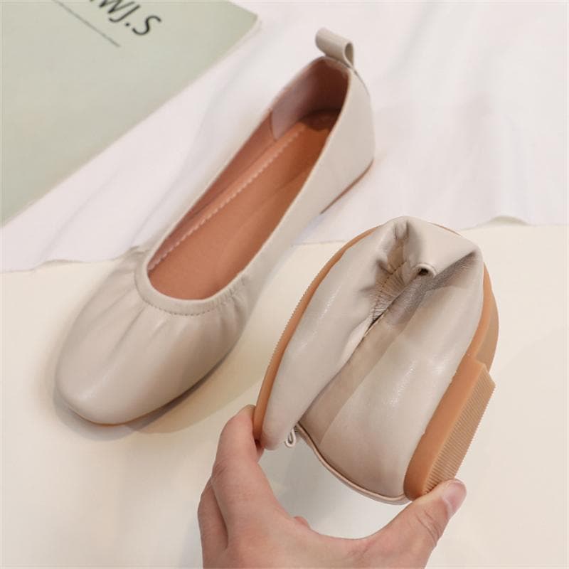Genuine Leather Woman Casual Flats Female Retro Shoes Low Heeled Soft Soled Flat Shoes Casual Versatile Loafers Women 25cm