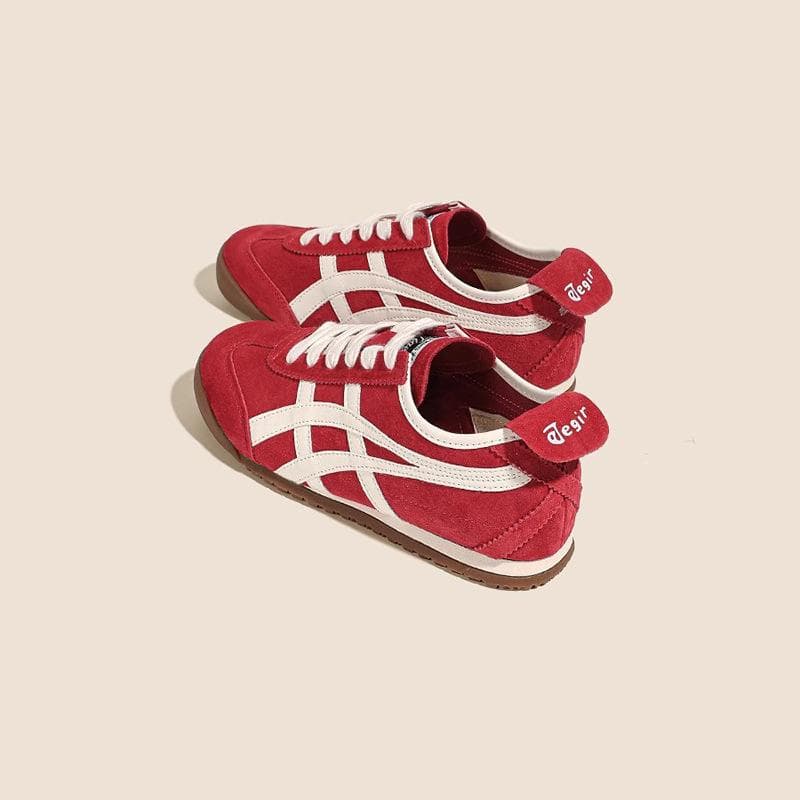Cowhide version~ Red German training shoes women's American retro inner height increase Forrest Gump shoes flat-bottomed sports and leisure white sho