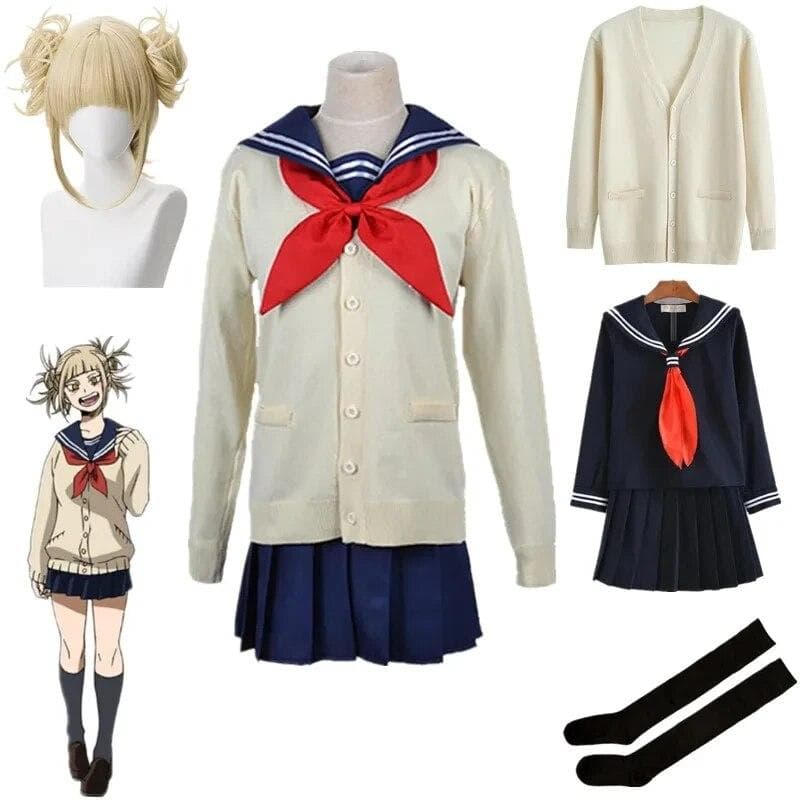 My Hero Academia Cosplay Halloween Costume Anime Boku No Hero Academia Himiko Toga JK Uniform Sweater Coat Wig Costumes cm