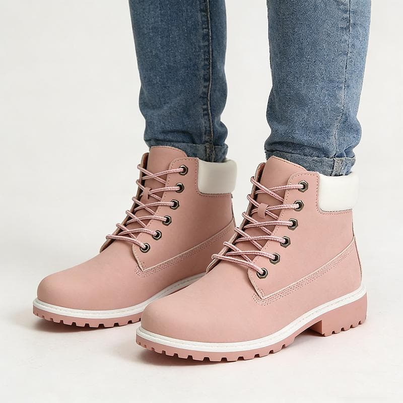 2026 Spring Autumn Women’s Ankle Boots Pink Black Brown Waterproof Fashion Single Booties with Non-Slip Sole Plus Size 41 cm pink
