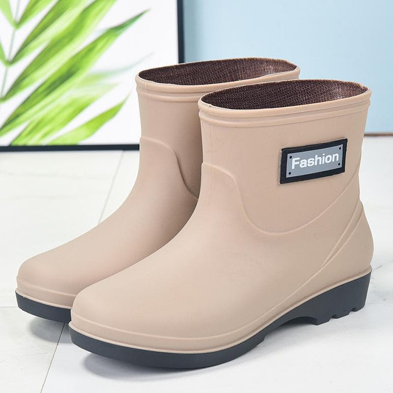 Women's Non-Slip Waterproof Short Rain Boots - Durable Rubber Overshoes for Winter and Kitchen Use cm black