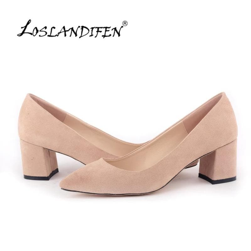 New Leather High Heels Shoes Fashion Ladies Pumps Pointed Apricot Classic Casual Girls Office Dress ladies dress shoes cm green