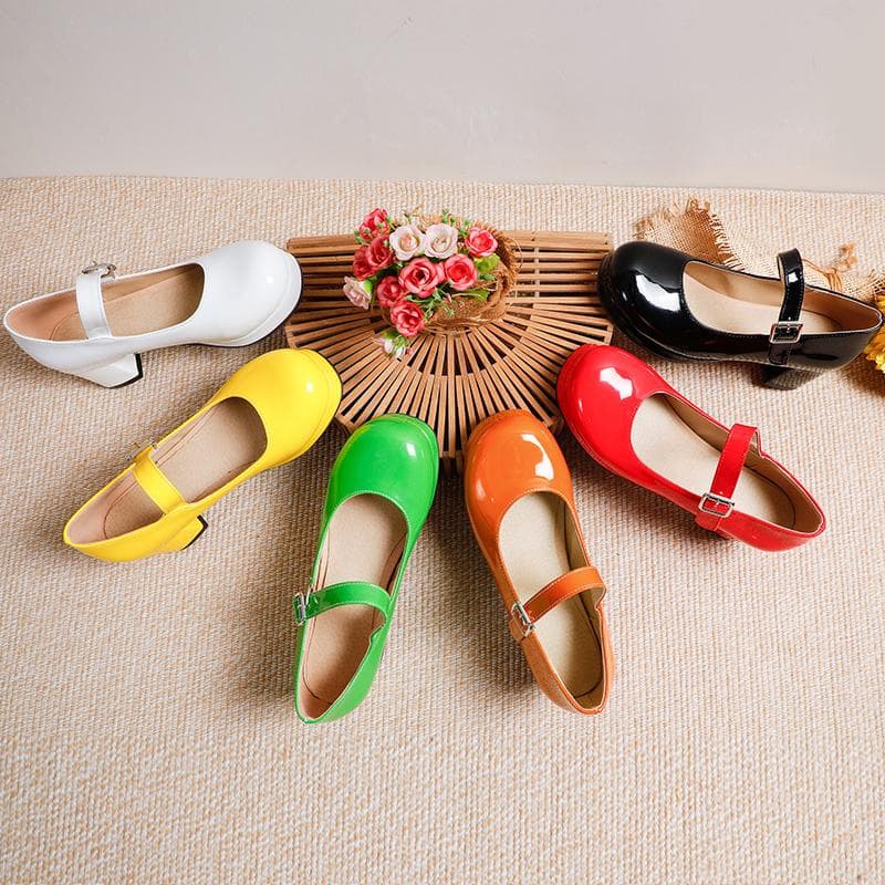 Women's high-heeled single shoes spring and summer new waterproof table thick heel solid color light mouth large size four-season shoes cm yellow