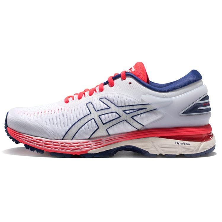 Asics Gel-Kayano 25 Low Top Fabric Durable Running Shoes Women Sneakers White Red 1012A032-100 cm