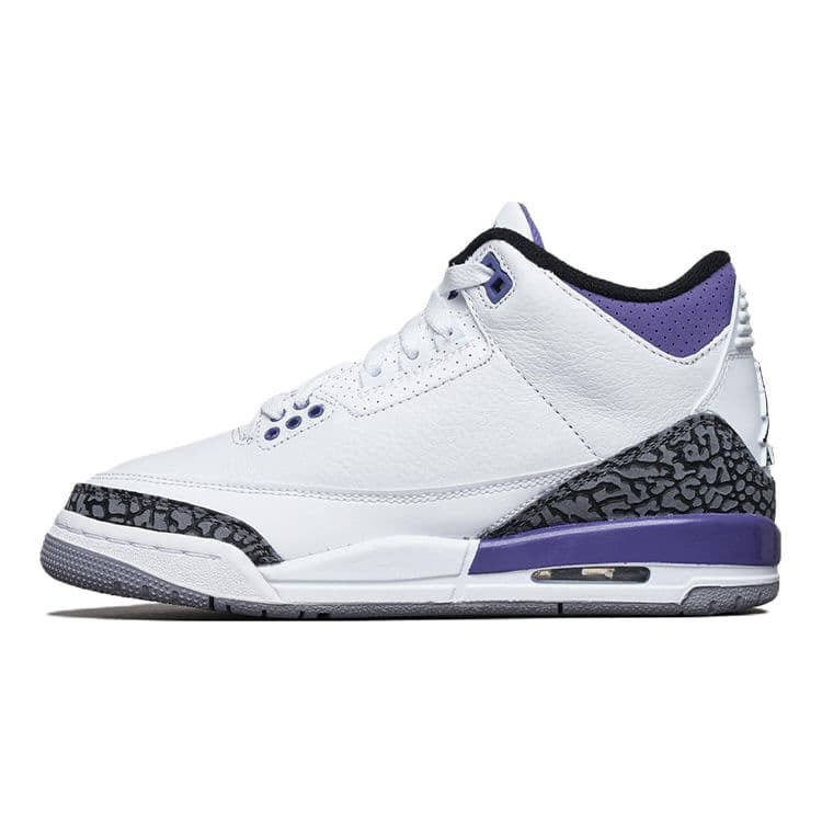 Air Jordan 3 Retro GS Dark Iris Kids Sneakers White Black Cement-Grey DM0967-105 cm
