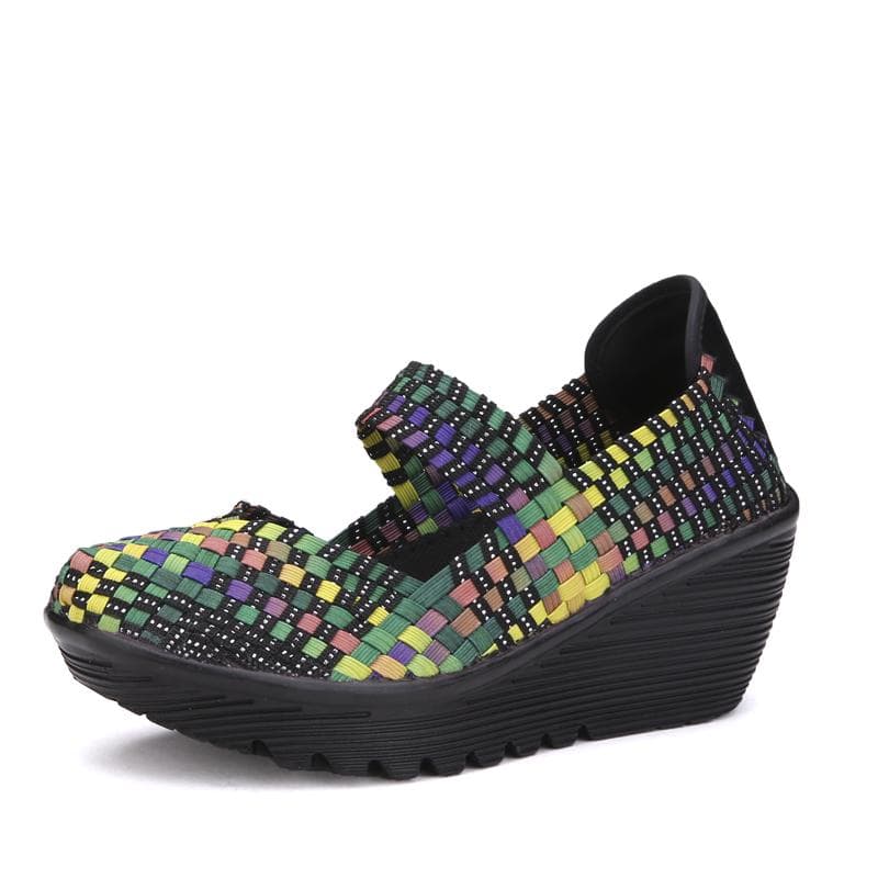 Summer Mary Janes Beach Sandals Women Close Toe Breathable Casual Braid Outdoor Wedge Heel Height Increase Shoes cm black