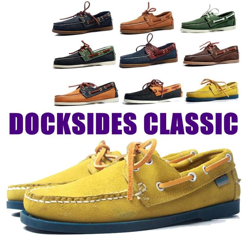 Men Genuine Nubuck Leather Docksides Classic Boat Shoes,Men Designer Sneakers For Hommme Femme Plus Size Loafers Y071 cm