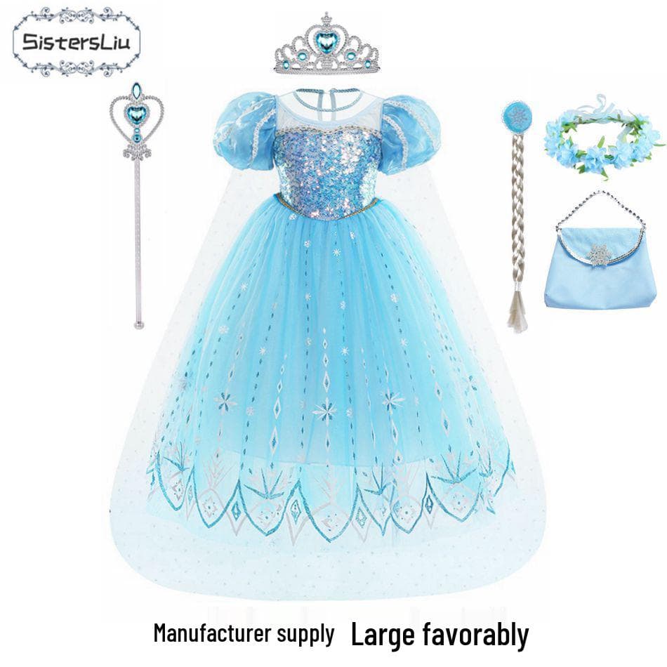 Frozen Elsa & Cinderella Princess Dress - Kids Halloween Gown, Spring & Autumn Style 140cm