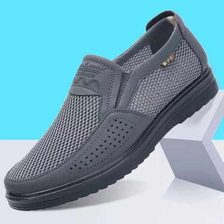 Summer Casual Men's Mesh Shoes Cloth Shoes Breathable Men's Shoes Mesh Skeleton Mesh Shoes cm grey